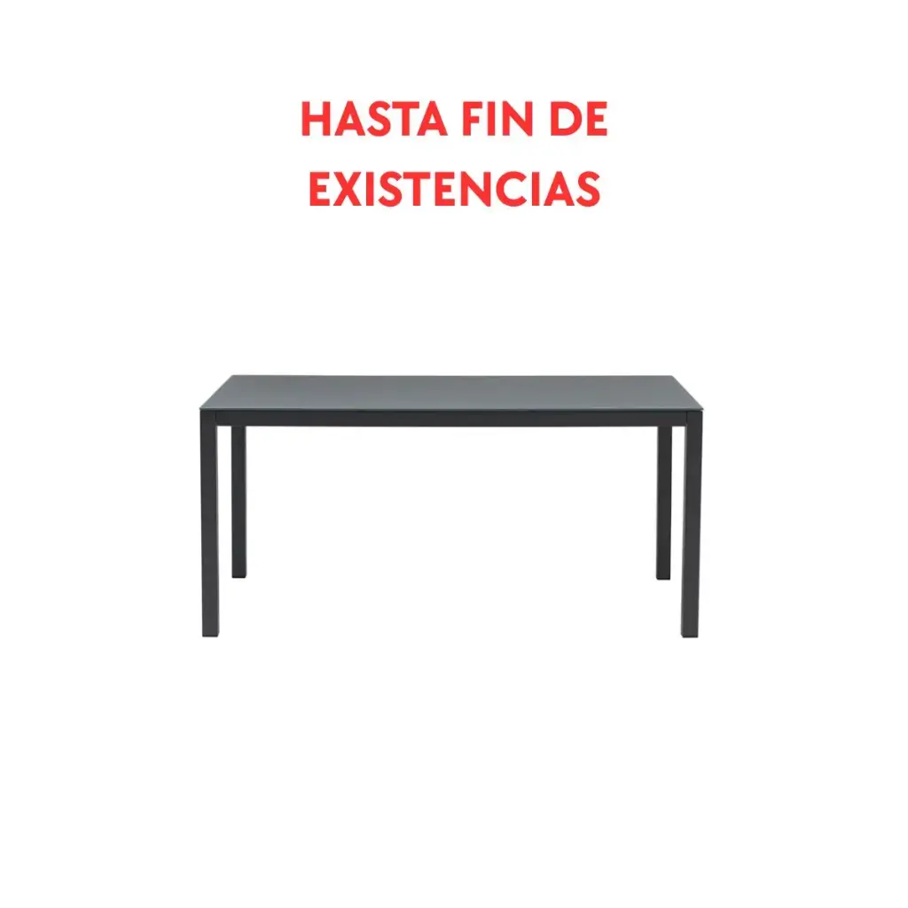 Mesa de comedor Adin 160 x 90 cm aluminio y cristal antracita