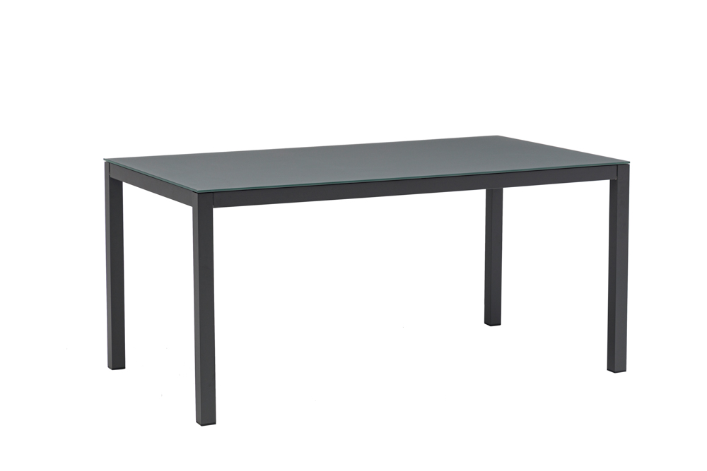 Table de salle à manger Adin 160  x 90 cm aluminium et verre anthracite