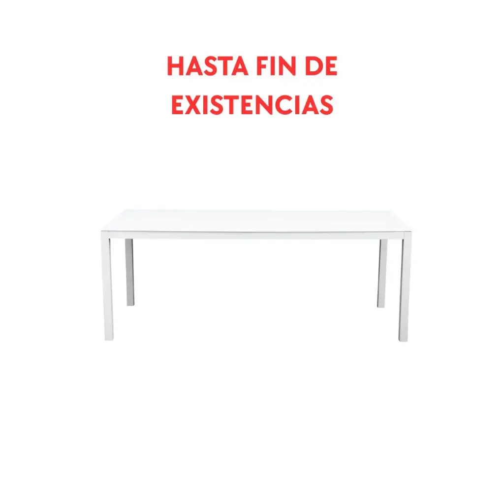 Mesa de comedor Adin 200 x 90 cm aluminio y cristal blanco