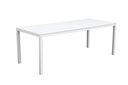 Mesa de comedor Adin 200 x 90 cm aluminio y cristal blanco