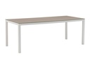 Mesa de jantar Adin 200 x 90 cm em alumínio branco com tampo em vidro bege