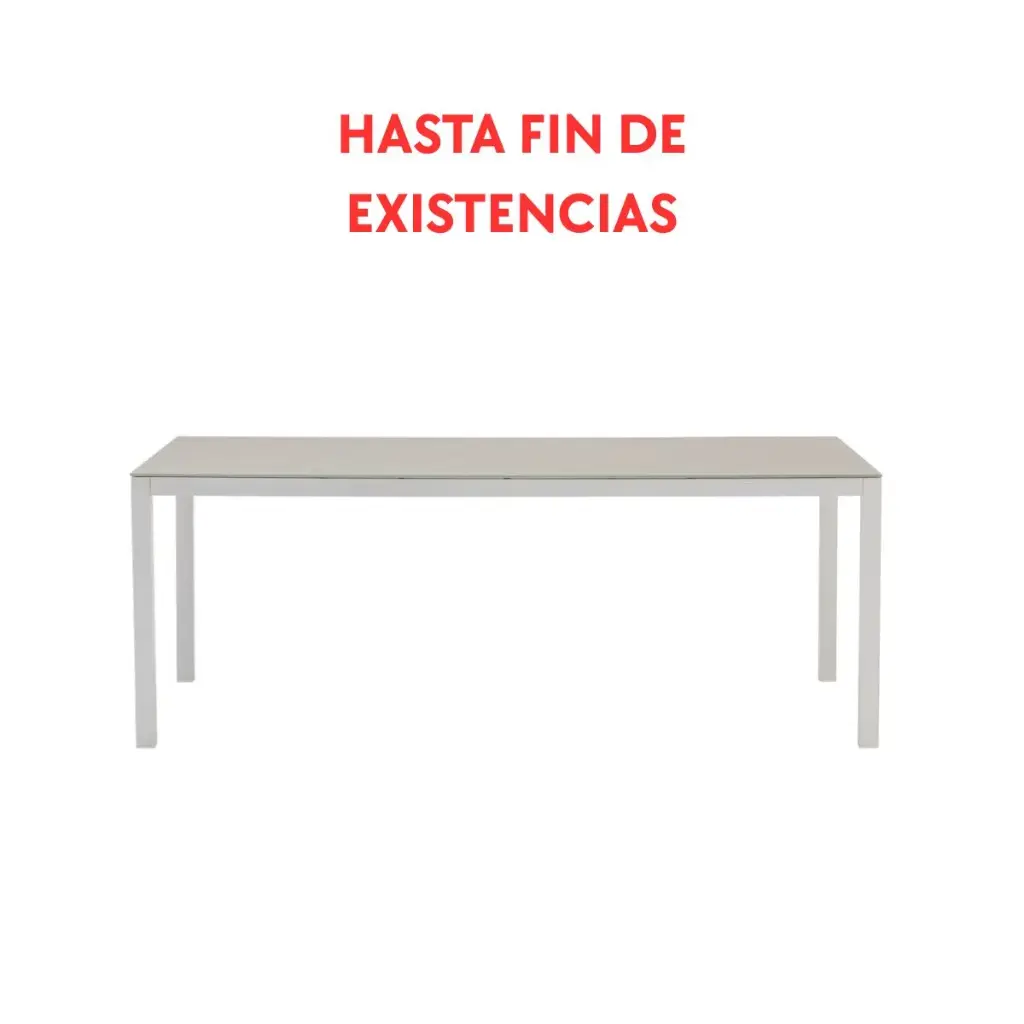 Adin dining table 200 x 90 cm white aluminium light grey glass