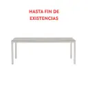 Mesa de comedor Adin 200 x 90 cm aluminio blanco cristal gris claro