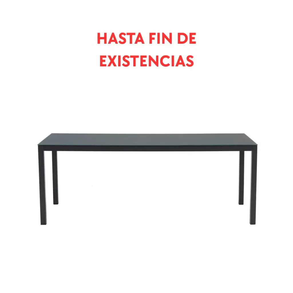 Mesa de comedor Adin 200 x 90 cm aluminio y  cristal antracita