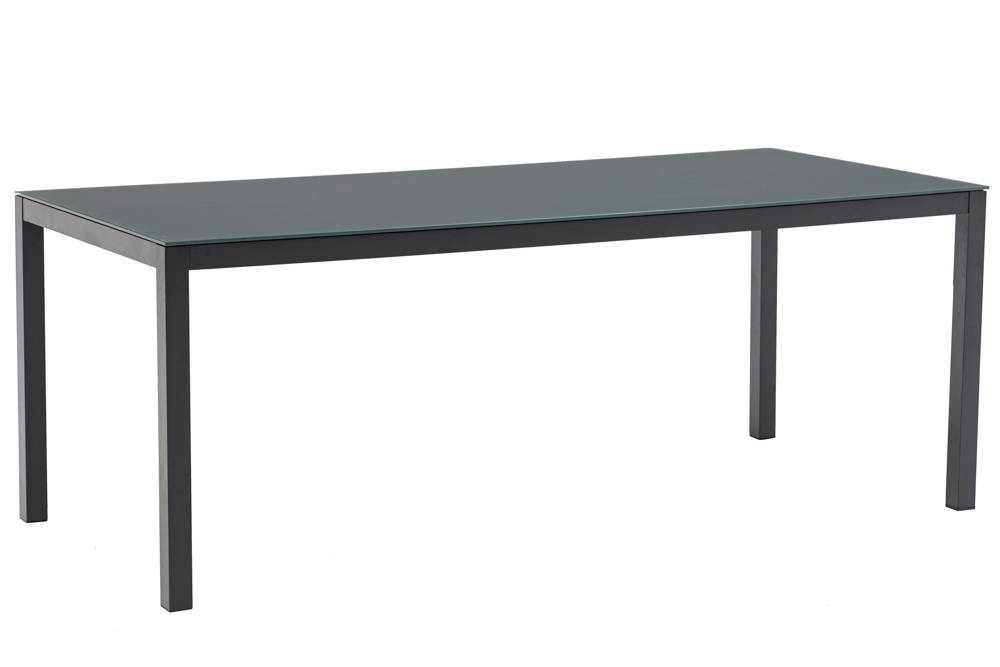Table de salle à manger Adin 200 x 90 cm aluminium et verre anthracite