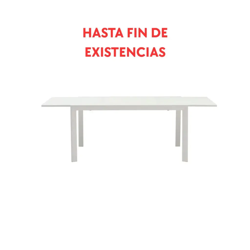 Mesa extensível ORICK 100 x 150/225 cm em alumínio e vidro branco