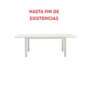 Mesa extensível ORICK 100 x 150/225 cm em alumínio e vidro branco