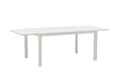 Table extensible ORICK 100 x 150/225 cm en aluminium et verre blanc