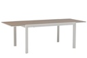 Mesa extensível ORICK 100 x 150/225 cm em alumínio branco e vidro taupe