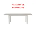 Mesa extensible ORICK 100 x 150/225 cm aluminio blanco y cristal gris claro