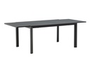 Table extensible ORICK 100 x 150/225 cm en aluminium et verre anthracite.