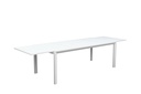 Mesa extensível ORICK 100*200/300 cm em alumínio e vidro branco