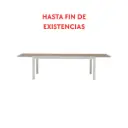 Mesa extensível ORICK 100 x 200/300 cm em alumínio branco e vidro taupe