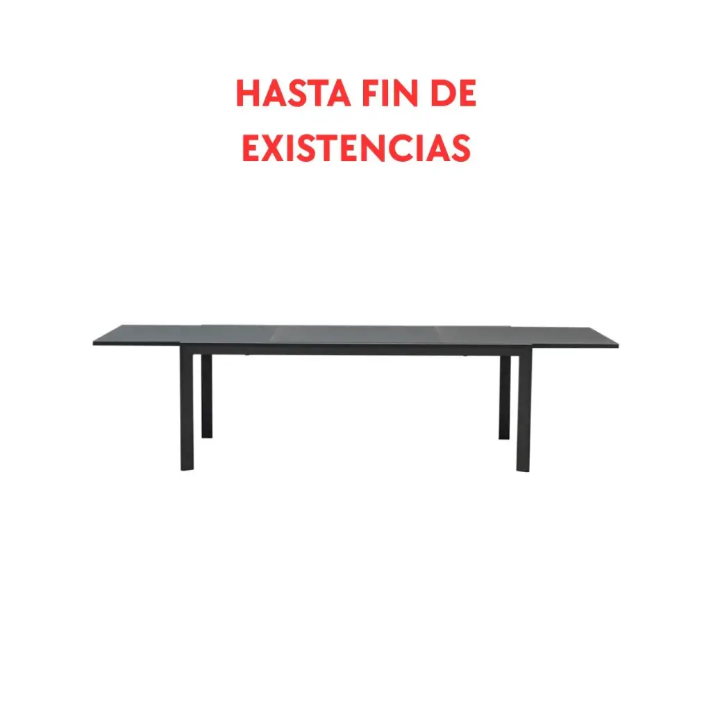 ORICK extendable table 100 x 200/300 cm aluminium and anthracite glass