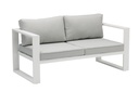 2 seater sofa Niland white aluminium and light grey cushions