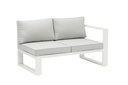 Niland 2-seater module with right arm, white aluminum and light grey cushioning.