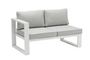 Niland 2-seater module with white aluminium left arm and light grey cushions.