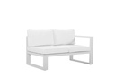 Niland two-seater module with aluminium right arm and white cushions.