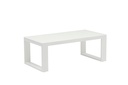 Mesa de centro Niland, em alumínio e vidro branco.