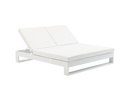 Chaise longue Niland, en aluminium blanc et tissu nautique blanc.
