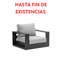 Sofá de 1 lugar Ione, alumínio antracite e tecido cinza médio.