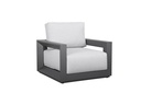Canapé 1 place Onix, aluminium anthracite, coussins gris moyen.