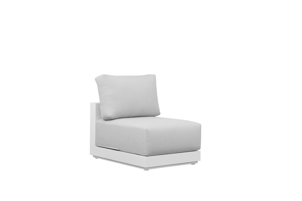 Onix extension module, white aluminum, light gray upholstery
