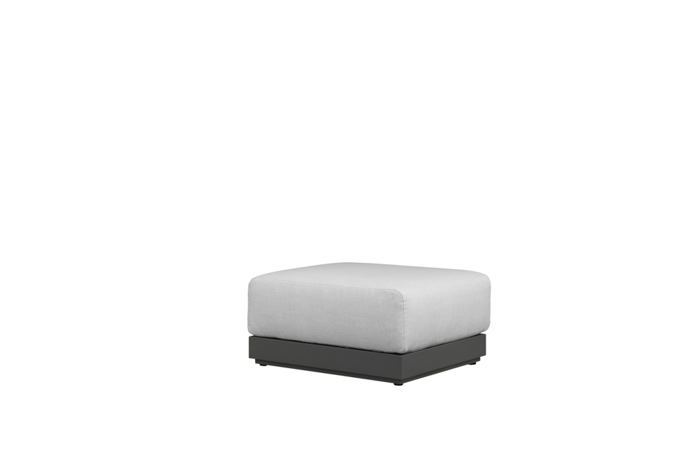 Module pouf Onix, aluminium anthracite, coussin gris moyen.
