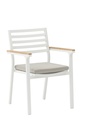 Chaise de salle à manger Broome en aluminium blanc et teck