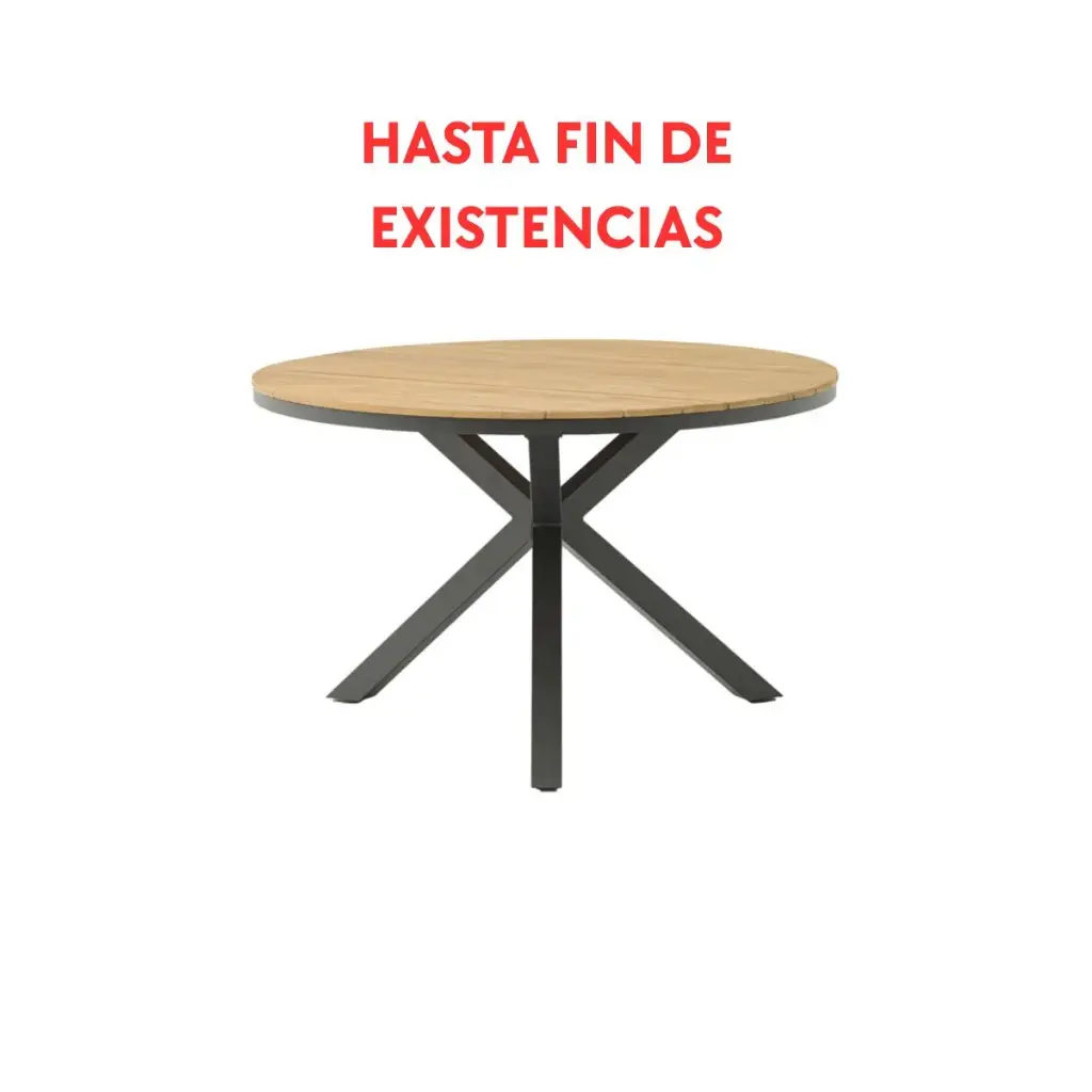 Mesa redonda Sidney, alumínio antracite - teca, Ø 120 cm