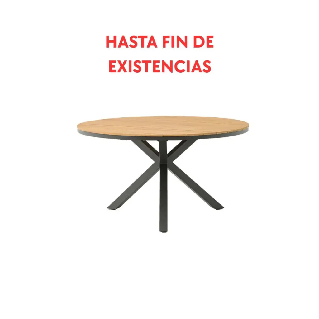 Table ronde Sidney, aluminium anthracite - teck, Ø 150 cm