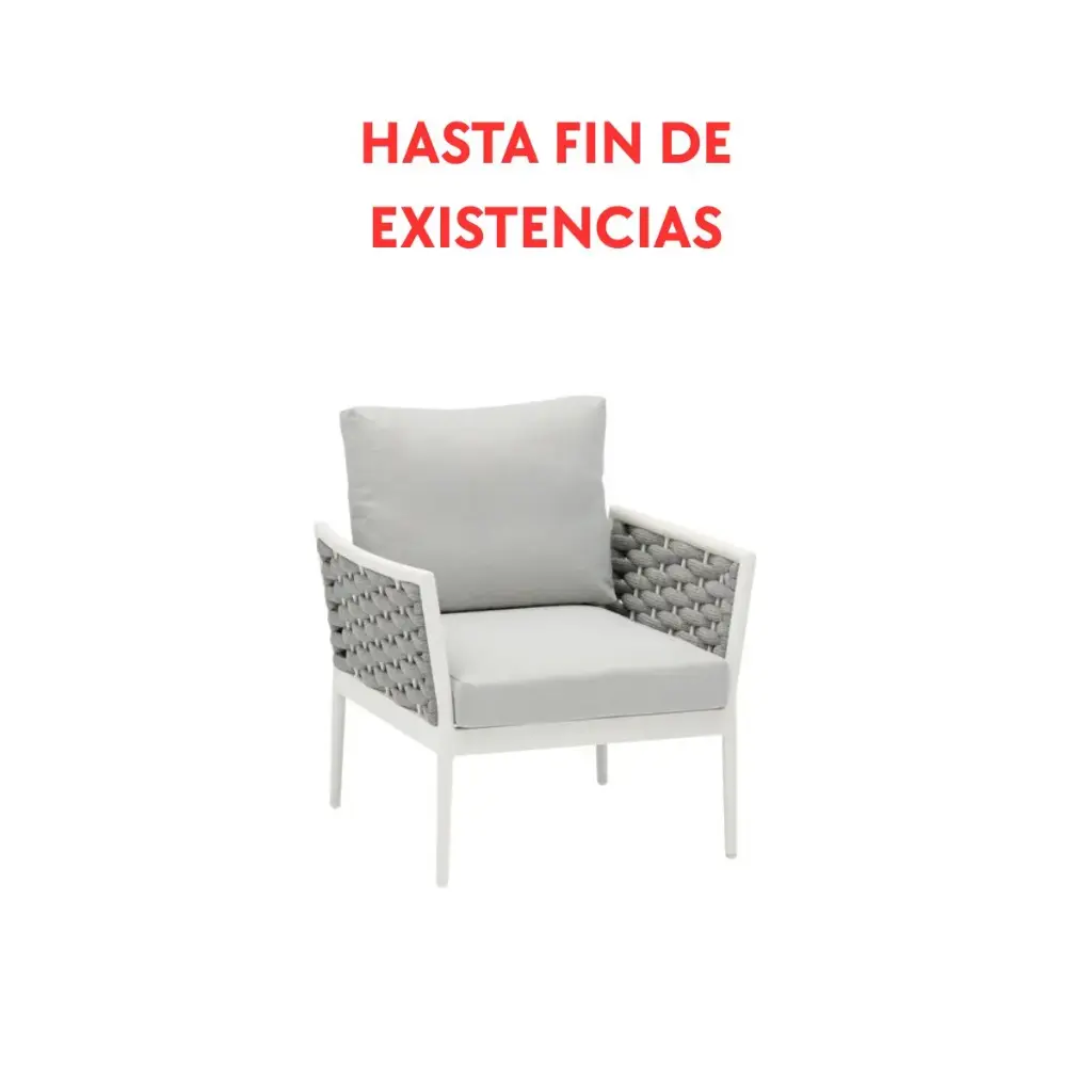 Canapé 1 place Walga aluminium blanc coussin gris clair