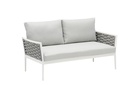 Sofa 2 plazas Walga aluminio blanco cojin gris claro