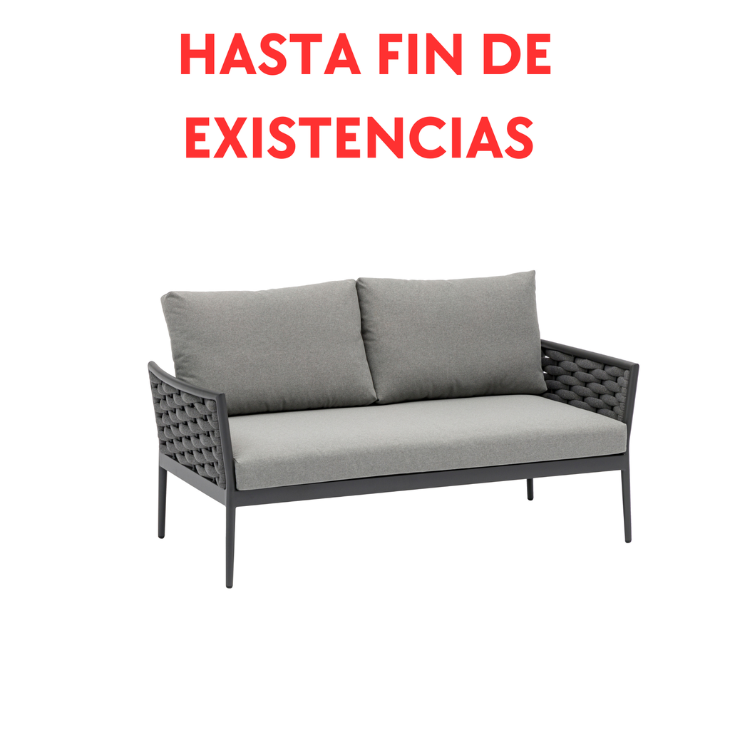 2 seater sofa Walga aluminium anthracite cushion medium grey