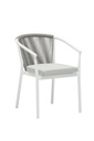 Silla de comedor Moana aluminio blanco con cojín gris claro