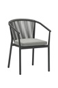 Moana anthracite aluminium dining chair with medium grey cushion.