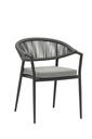 Dining chair Ross anthracite aluminium medium grey cushion.