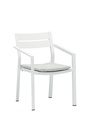 Silla de comedor Boori aluminio blanco cojin gris claro