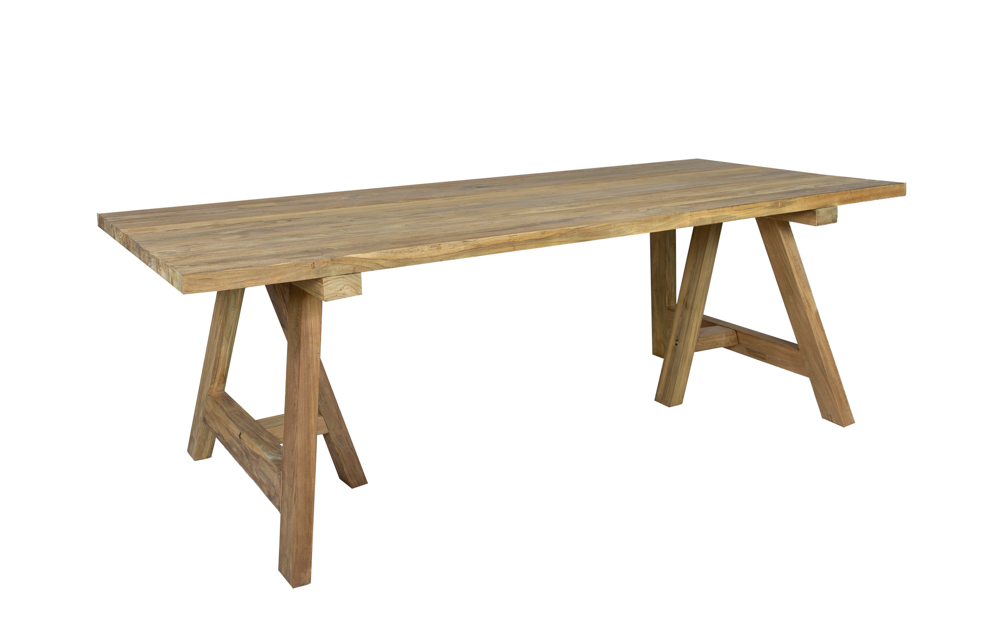 Table rectangulaire Swann 220 x 100 cm en teck recyclé