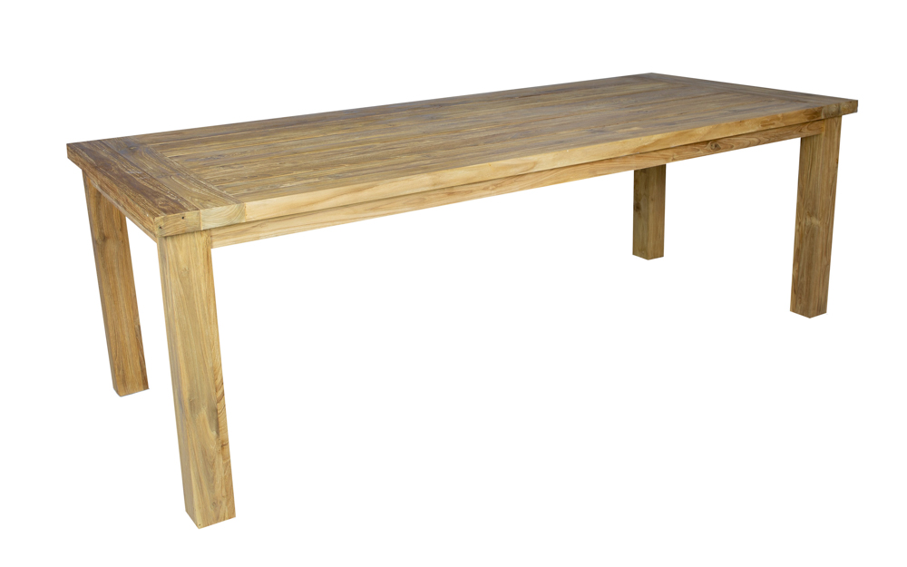 Mesa de jantar Tamu, 240x100x78 cm, em teca reciclada.