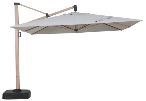[100602013] Parasol Mitras 350 x 350 cm, pied latéral avec base remplissable de 150 kg.