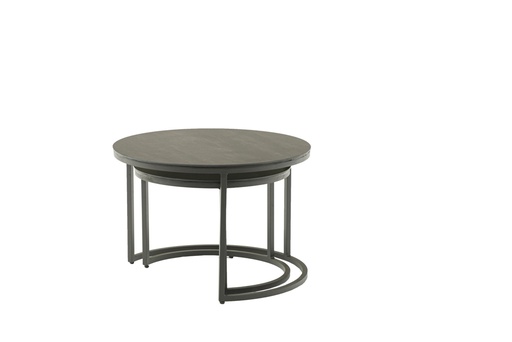 [100303935] Ensemble de tables d'appoint Albury en aluminium avec plateau en verre céramique anthracite