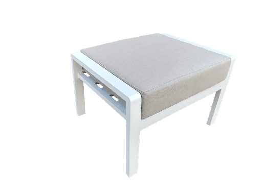 [100202061] Repose-pieds Albury en aluminium blanc avec coussin gris clair