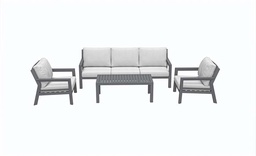 [101001001] Set de sofas Pakse 4pcs Aluminio antracita y cojineria Gris medio