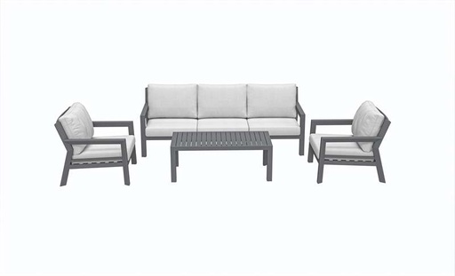 [101001001] Pakse 4-piece sofa set in anthracite aluminum with medium grey cushions