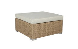 [100302002] California aluminium and synthetic rattan table / Pouf with 5 mm tempered glass.