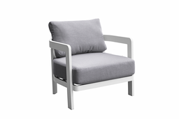 [100202005] Sofá de 1 plaza Babylon aluminio blanco y textil gris medio