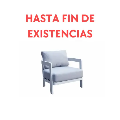 [100202005] Babylon 1-seater sofa in white aluminium and medium grey fabric