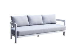[100202006] 3 seater sofa Babylon white aluminium and medium grey fabric
