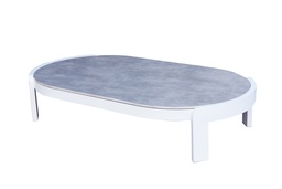 [100302003] Coffee table Babylon white aluminium and mottled grey ceramic top